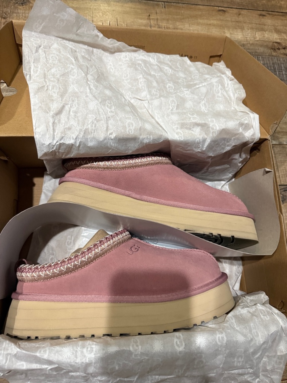 UGG Pink Suede Platform Slip-On